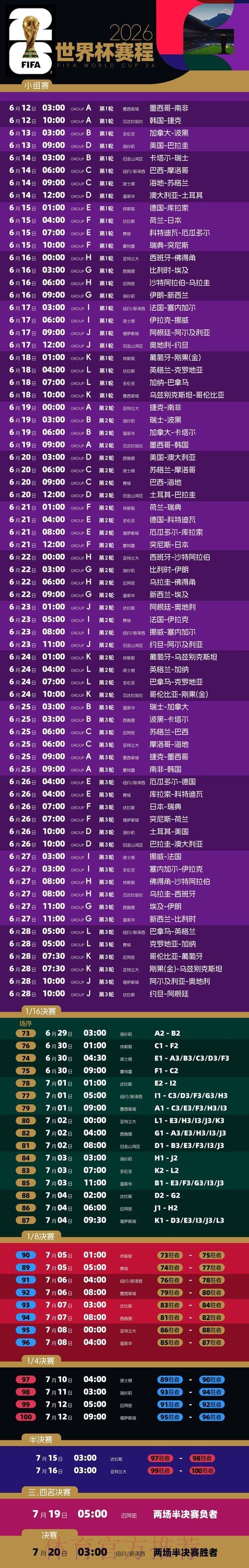 2026世界杯赛程最新高清直播免费观看 2026世界杯赛程最新高清直播免费观看